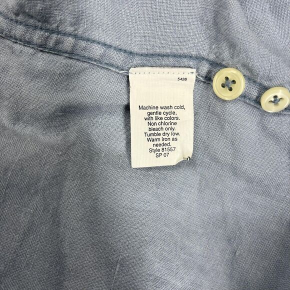 J Crew Shirt Mens Large Linen Button Down Utility Roll Sleeve Casual Workwear - Picture 12 of 16